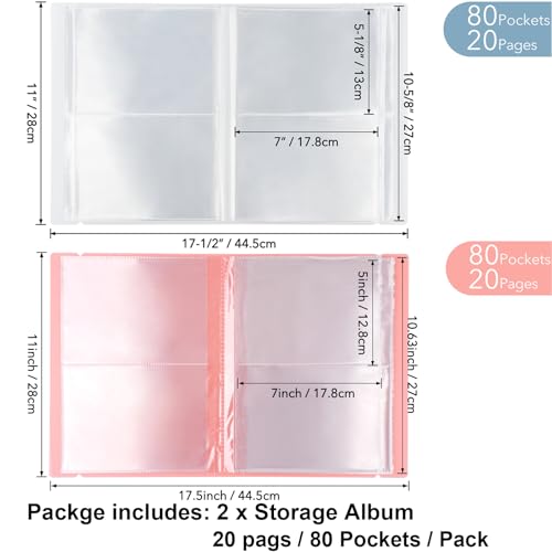 2 Pack Large Sticker Photo Storage Album, Stamp & Cutting Dies Storage Book Organizer Folder for Cards Storage DIY Scrapbooking Card Making Supplies 20 Pages 80 Pockets/Pack (Clear + Orange) - color: Clear + Orange