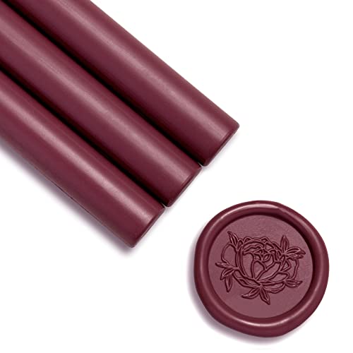 UNIQOOO Jewel Tone Ruby Marsala Red Glue Gun Sealing Wax Sticks for Wax Seal Stamp - Great for Wedding Invitations, Cards Envelopes, Snail Mails, Wine Packages, Christmas Gift Ideas, Pack of 8 - color: Marsala