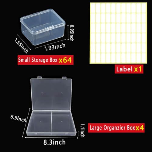 68pcs Bead Storage Containers, Bead Organizer Boxes And Craft Storage Boxes For Bracelet Making DIY Jewelry Craft Nails, Bracelets, Jewelry, Diamonds, Clay Beads, (4 Pack 1.93x1.65x0.95inch) - color: 4 Pack 64pcs(1.93x1.65x0.95inch)