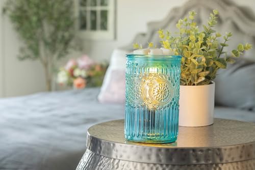 Candle Warmers ETC. Vintage Bulb Illumination Fragrance Warmer- Light-Up Warmer for Warming Scented Candle Wax Melts and Tarts to Freshen Room, Parisian Glass - size: Blue Parisian Glass
