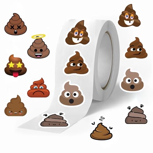 500Pcs Funny Poop Stickers Roll Cute Cartoon Poop Meme DIY Craft Labels Self Stickers for Water Bottles Laptop Scrapbook Luggage Office Supplies - color: Funny Poop