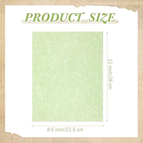 Epakh 100 Pcs Old Age Parchment Paper 8.5 x 11 Inch Standard Letter Vintage Colored Old Parchment Double Side Printing Paper (Green) - color: Green