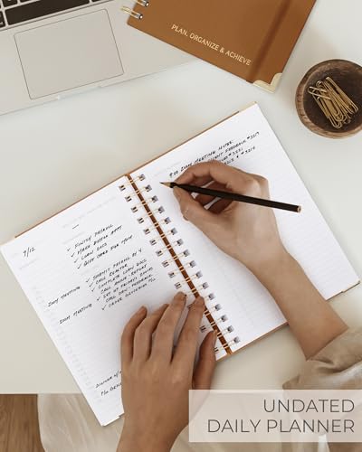 ZICOTO Aesthetic Daily Planner And Spiral Notebook With Hourly Schedule - color: Camel