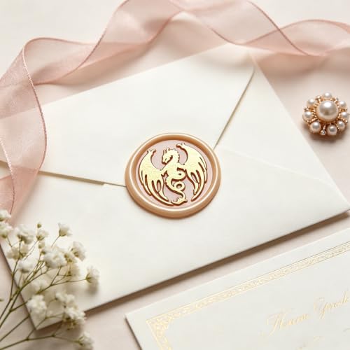 LANKIN Dragon Wax Seal Stamp; 25mm Brass Head with White Bubble Handle(No.2) - color: Dragon-2