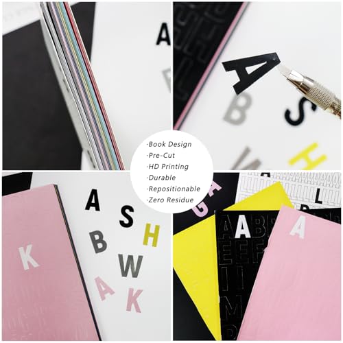 PRSTINCOL 3456 Pcs 36 Sheets Colorful Alphabet Stickers Pad, 9 Colors Self Adhesive Letter Number Stickers Vinyl Waterproof Decals for Mailbox Gift Decoration Door Classroom Decor DIY Crafts - color: Alphabet