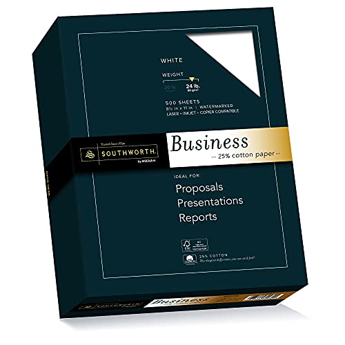 Southworth 404C 25% Cotton Business Paper White 24 lbs. Wove 8-1/2 x 11 500/Box FSC,(Pack of 4) - color: White, size: 8.5" x 11" (Pack of 4)