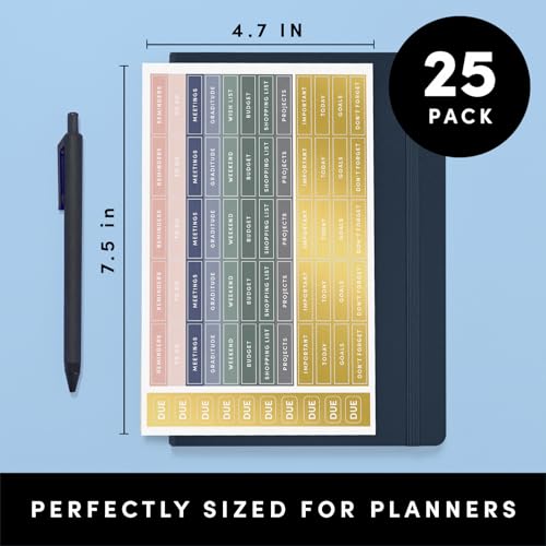 PAPERAGE Planner Stickers, Multicolored & Gold Foil Accessories for Planners, Calendars, Journals & Notebooks, (Neutral Tones), 25 Sheets, Over 1,680 Stickers Per Pack - color: Neutral