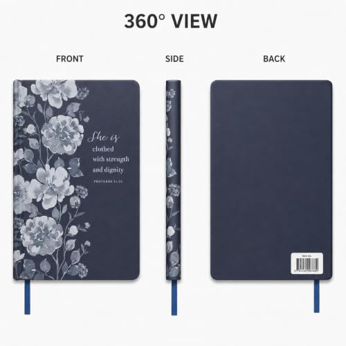Eccolo Christian Journal Notebook Hardcover Lay Flat 192 Ivory Lined Pages - color: Dark/Light Blue, size: 6X8