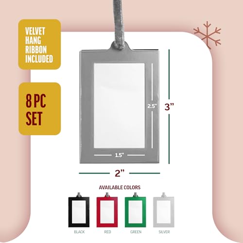 Klikel Picture Frames Ornament - Silver Small Hanging Picture Frames - Photo Ornaments For Tree - Set of 8 - color: Silver