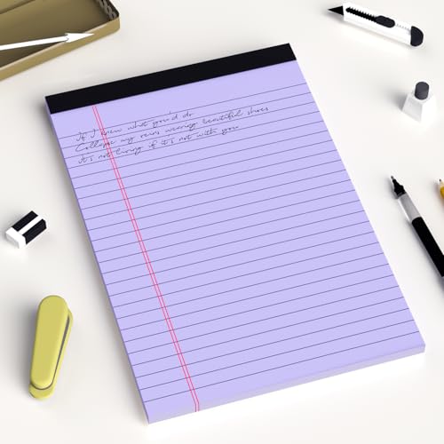 AILZFEI 6pcs Small Legal Pad 5x8 College Ruled Purple Legal Pads Notepads 6 Pack Study Back Writing Pads 5 x 8 Perforated Narrow Ruled Pads of Paper Purple - color: Purple