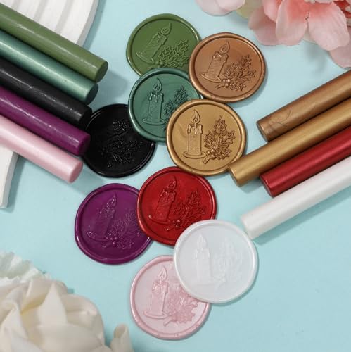12 Pcs Glue Gun Wax Seal Sticks for Sealing Stamp, Vintage Sealing Wax Sticks Set Suit to 0.43'' Glue Gun Great for Wedding Invitation, Cards, Envelopes, Christmas Ideas (Wine Red) - color: Wine Red