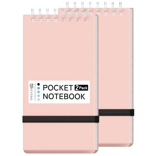 BEYONG Pocket Notebook, Small Mini Spiral Notepad 3x5 | Flex Fit. Quick Notes. - color: Pink