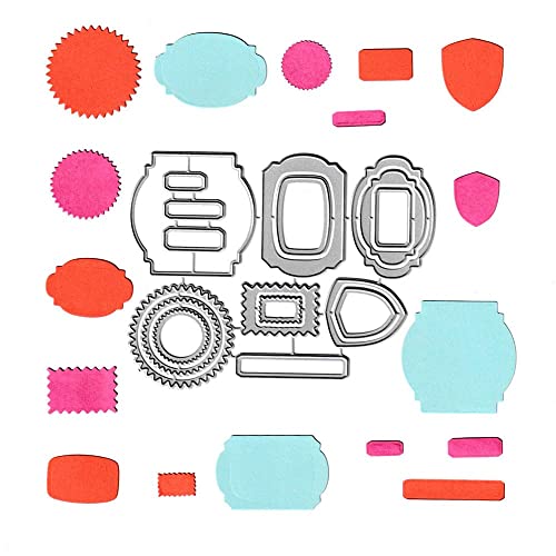 17pcs Label Cutting Dies,Tags Banner Die Cuts Metal Embossing Stencils Template Mould for Card Scrapbooking and DIY Craft Album Paper Card Decor - color: 17pcs Tags Die Cuts