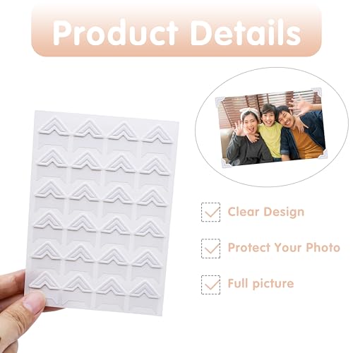 240 Pieces Photo Corners Self Adhesive Photo Corner Stickers, Picture Mounting Corners Acid Free Photo Corner for DIY Scrapbook, Album, Picture Frames, Journal Supplies (White)