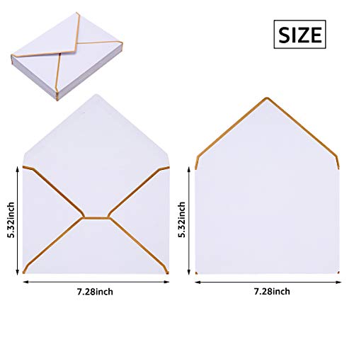 50 Pack A7 Envelopes White 5 x 7 with Gold Border - color: White, size: A7 (5.32x7.28)