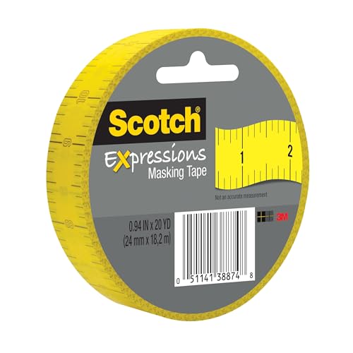 Scotch Expressions Masking Tape, .94 in x 20 yd, Ruler Pattern, 6 Rolls - size: Large