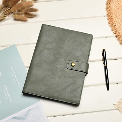 WONDERPOOL Leather Journal Dotted Paper Refillable Writing Binder Notebook - Leather Spiral Diary with Inner Organizer Pockets for Man and Woman (Green, A5) - color: Green, size: A5