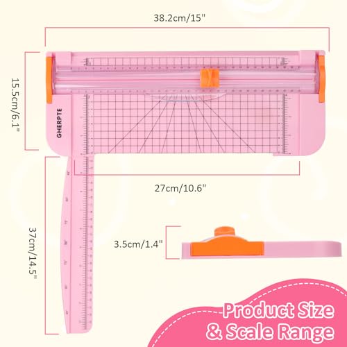 2 Set A4 Paper Cutter 12 Inch Titanium Paper Trimmer Scrapbooking Tool with 2pcs Replacement Blades with Automatic Safety Guard and Side Ruler for Craft Paper,Cardstock,Photo,Coupon, Label