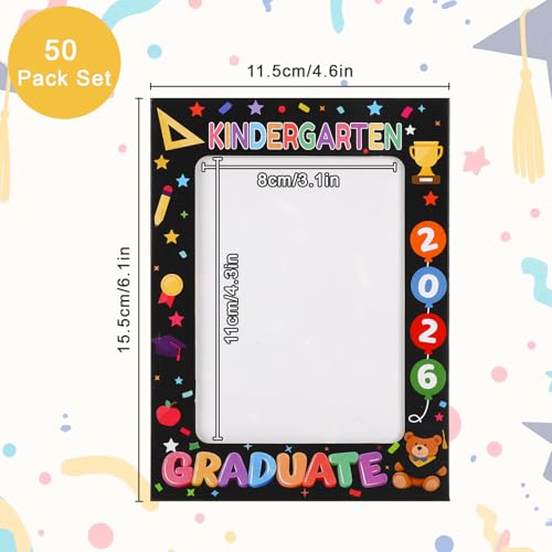 50Pcs 4x6 Paper Picture Frames Bulk, Kindergarten Graduate Hanging Pictures with String Photo Hanger with Clips Hanging Photo Display Wall Decor, Diy Picture Frame Craft Graduation Photo Banner for Picture Board for Photos - color: Kindergarten Graduate