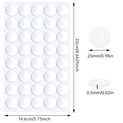 JANYUN 140 Pcs Clear Sticky Tack Dots, 25 mm Putty Clear Tape for Crafts - size: 0.98" Round