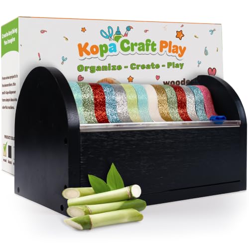 Kopa Craft Play Bamboo Kids Tape Dispenser & Washi Tape Organizer - Black - color: Black