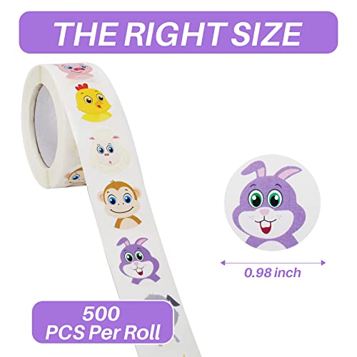 1000 PCS Small Cute Animal Stickers for Students Teachers Classroom Party(1" Diameter / 2 Roll / 16 Designs) - style: Land Animals