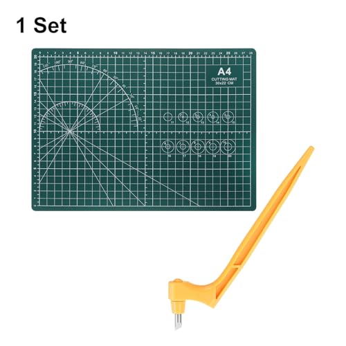 HARFINGTON Craft Cutting Tools 30 Degree Blades 360 Degree Rotating Blade Stainless Steel Cutter Pen Knife with Mat for DIY Crafts Stencils Scrapbooks, Yellow - color: Yellow