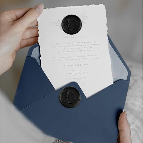 25Pcs Black Wax Seal Stickers Handmade Vintage Botanical Leaves Adhesive Letter Wax Stickers for Wedding Party Invitations, Envelope, Gift Wrap, Christmas(Initial H, Black) - color: Black-25pcs, size: H