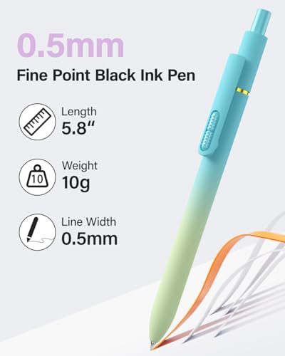 inkipen 8 Pcs Gel Pens-Black Ink, Fine Point(0.5mm),with Fidget Clip - color: 8PCS Multicolor