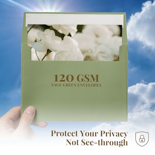 100 Pack Goefun A2 Sage Green Envelopes Self Seal, 4.375 x 5.75 - color: sage green, size: A2