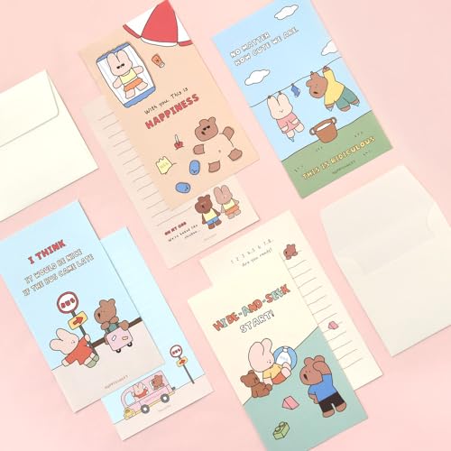 Monolike Happy and Lucky Littles Series.2 Mini Letter Paper and Envelopes Set - 8Type, 32 Letter Paper + 16 Envelopes… - color: Happy and Lucky Littles Series.2