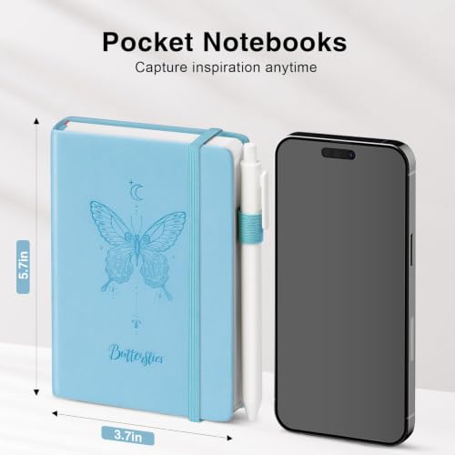 Oucaru Small Notebook 3 Pack, A6 Pocket Notebook with Butterfly Design - color: A-Multicolor (butterfly), style: 3 Pack