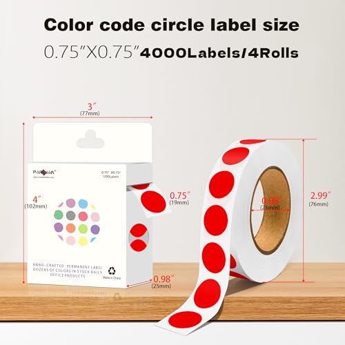 0.75 inch Colored Dot Stickers 4 Rolls 4000pcs Red Round Marking Label - color: Red, size: 4 Rolls-4000PCS