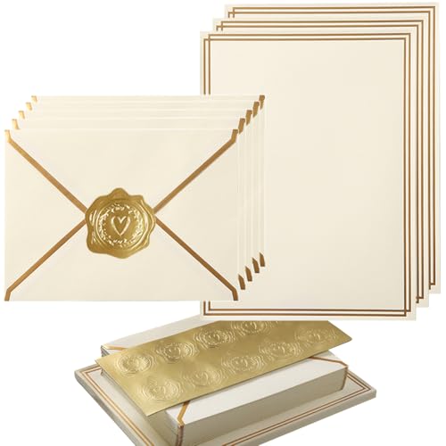 50 Pack Stationery Set with Envelopes, Cream Color, 6x8 Inches - color: Cream Color, size: 6x8 Inches