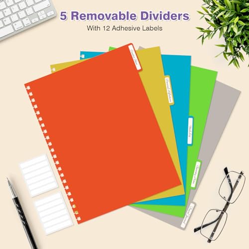 Graph Paper Notebook 8.5" X 11": 5 Subject Graphing Notebook with Dividers - color: Purple