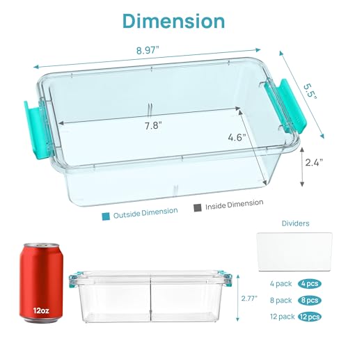 Vtopmart 1.5Qt Stackable Clear Pencil Box with Removable Divider, 4 Pack - color: Teal, size: 1.5 Qt