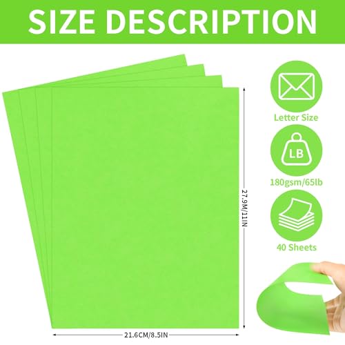 40 Sheets Parrot Green Cardstock 180gsm Construction Paper 8.5"x11" - color: Parrot Green, size: Letter Size [40 Sheets]