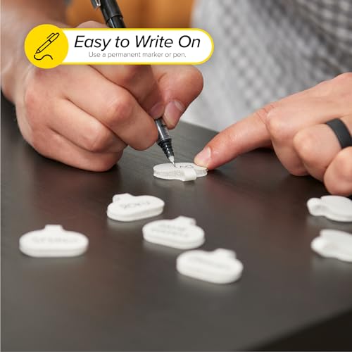 Cable Labels by Wrap-It Storage, Regular, White (36 Pack) - Write On Cord Labels, Wire Labels, Cable Tags and Wire Tags for Cable Management and Electronics, Computers. Great Stocking Stuffer - color: White, size: Oval