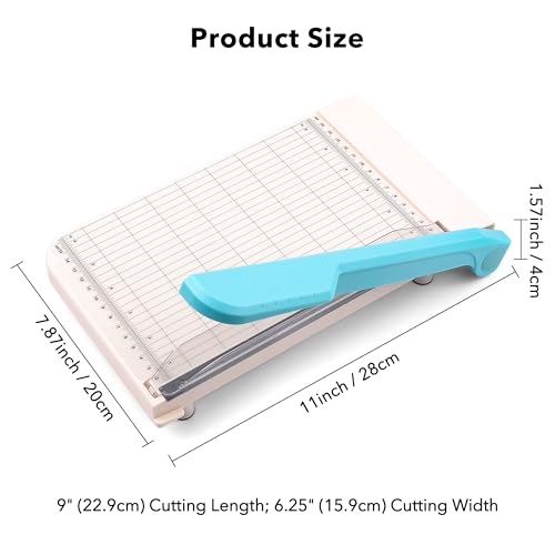 Briartw Professional 9" Guillotine Paper Trimmer & Craft Cutter - Precision Blade for Paper,Photos,Cardstock,Fabric,Leather with Self-Sharpening Blade, Inch/Cm Grid, Portable Paper Cutter for Crafting - color: Large (6.25"x9")