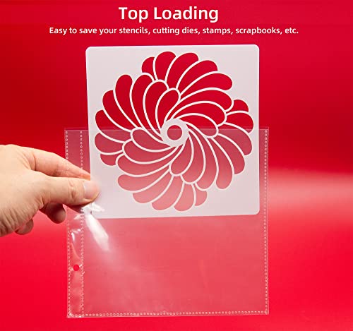 Cookie Stencil Storage Binder, Stamp & Die Cut Storage Binder with 50 Clear Sheet Protectors Holds 6"x6" Size - Clear Binder with D-Rings for Scrapbooking Die-Cuts, Embossing Folders Organizer