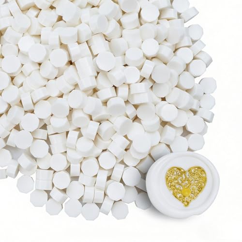 Premium Wax Seal Beads - 520 White Sealing Pellets for Letters, Greeting Cards, Wine Bottles & Crafts | Professional-Grade for Wedding Invitations & DIY Projects - style: White