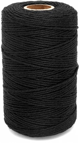 G2PLUS 656 Feet Black String,2MM Cotton Twine for DIY Arts & Crafts - color: Black, size: 2mm x 200m