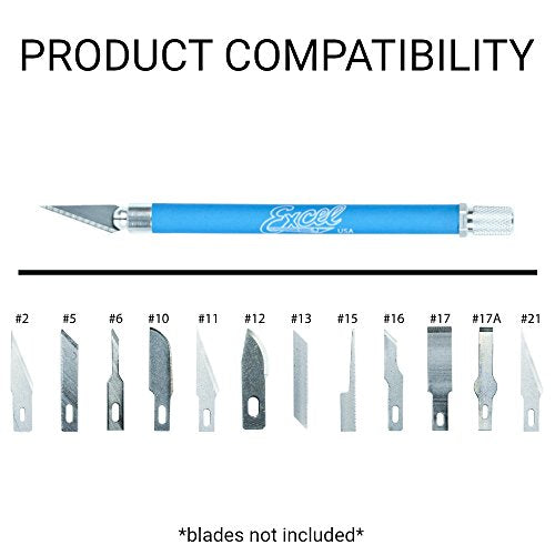 Soft Grip Hobby Knife, Excel Blades K18 with Safety Cap, American Made Light Duty Craft Knife (Blue) - color: Blue (1)