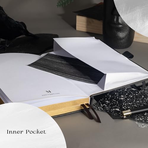 MGGAO Lined Journal Notebook for Women Men, A5 Aesthetic Notebook - color: Black, size: Lined
