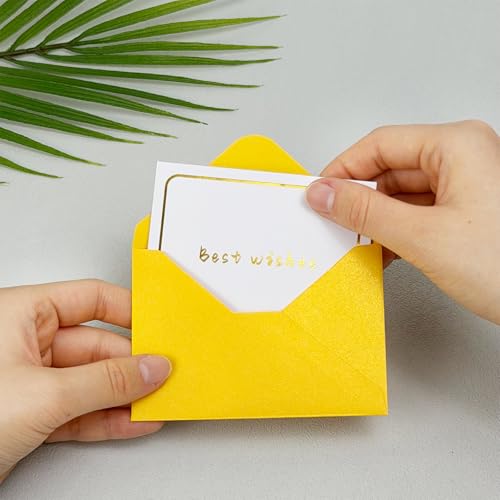 100 Pack Mini Pearl Gold Envelopes, 4 x 2.75" Shimmer Gift Card Envelopes, Gift Card Holder, Small Business Card Envelopes for Invitations, Wedding, Birthday Party, Baby Shower - color: Gold, size: MINI