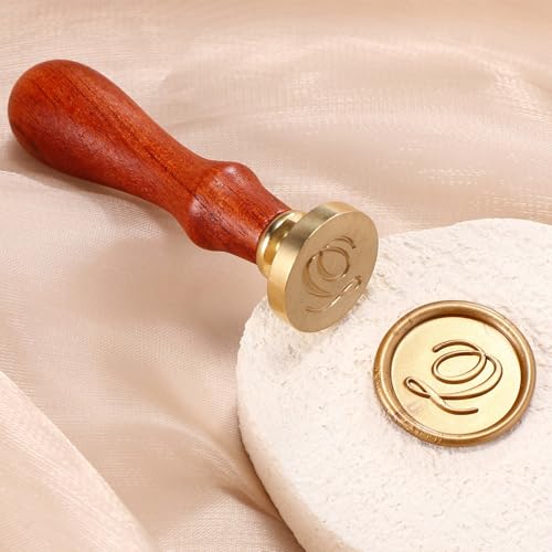 Yoption Handwritten Initial Alphabet Wax Seal Stamp, Letter Q | Brass Head and Wooden Handle Sealing Stamp for Wedding Invitations, Envelopes, Christmas Cards, Gift Wrapping, Snail Mails - style: Q