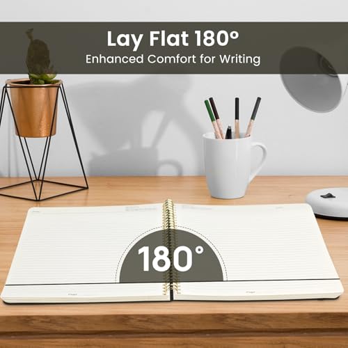 Taja Large Spiral Lined Journal for Women and Men, Notebook for Work - color: U-Wild Rose