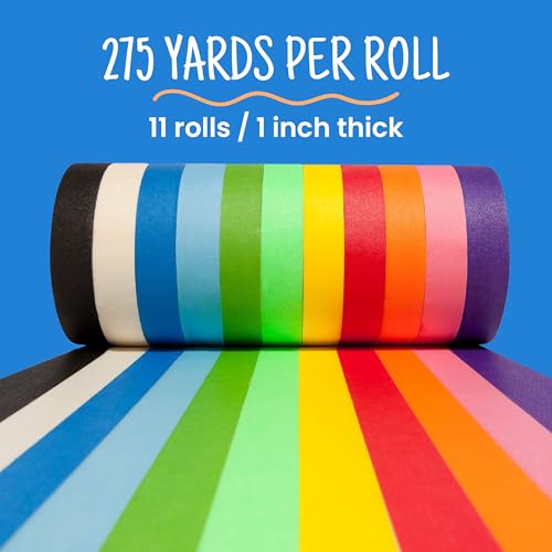 Craftzilla Arts and Crafts Kit for Kids – 11 Colored Masking Tape Rolls, 240 Sheets Construction Paper Assorterd Colors, Kid-Safe Scissors – All-in-One Kids Art Supplies Set - Arts and Craft Supplies - style: Craft Kit