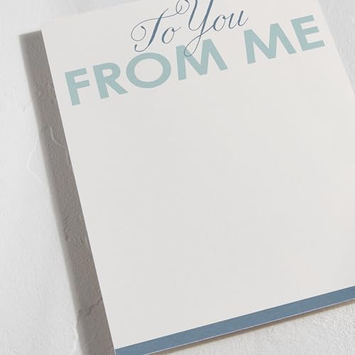 Minted To You From Me Stationery Set, Set of 10, Flat Note Cards & Envelopes for Invitiations and Handwritten Thank You Messages, Blue Star Backer Design, Gifts for Men or Women, Luxurious Paper - color: White