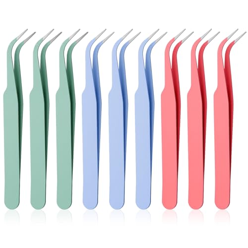 TIESOME 9Pcs Stainless Steel Precision Tweezers, Multipurpose Craft Tweezer